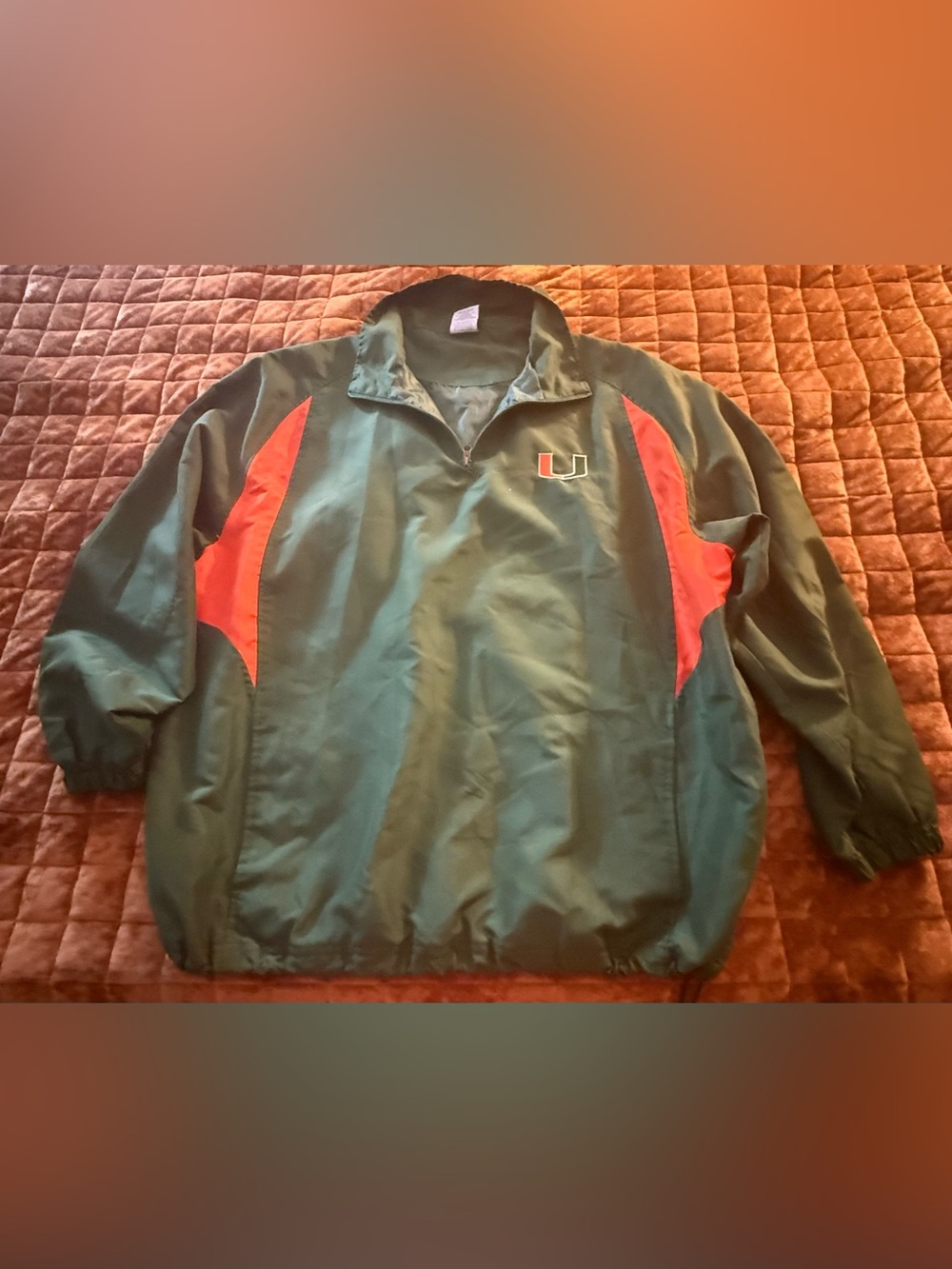 University of Miami Green Pullover Windbreaker Jacket